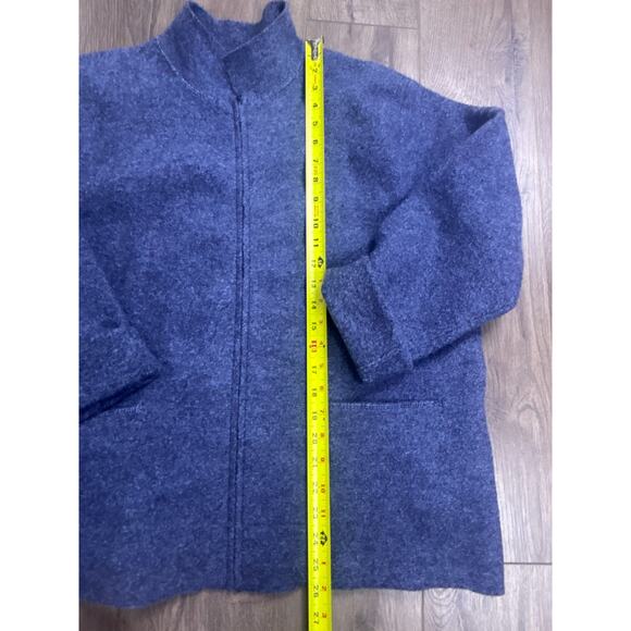 Eileen Fisher Women’s 100% Wool Zip Jacket Coat Blue Size L Large Minimalist - Picture 5 of 9